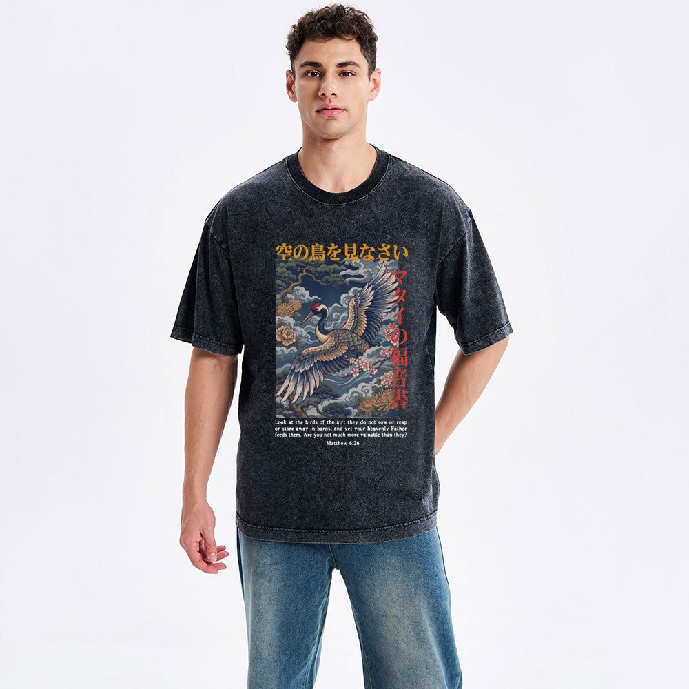 Look At The Birds Christian Washed T-Shirt
