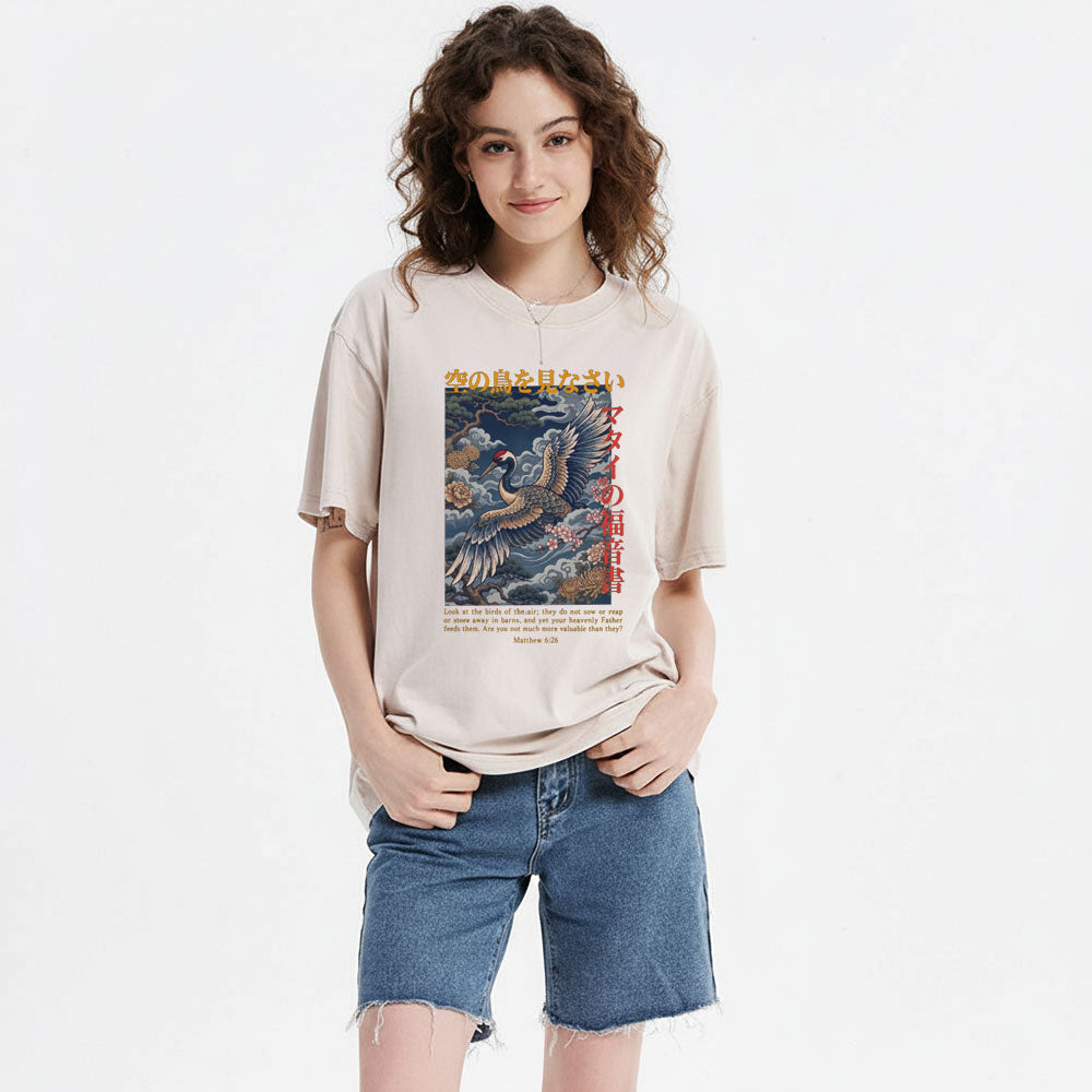 Look At The Birds Christian Washed T-Shirt