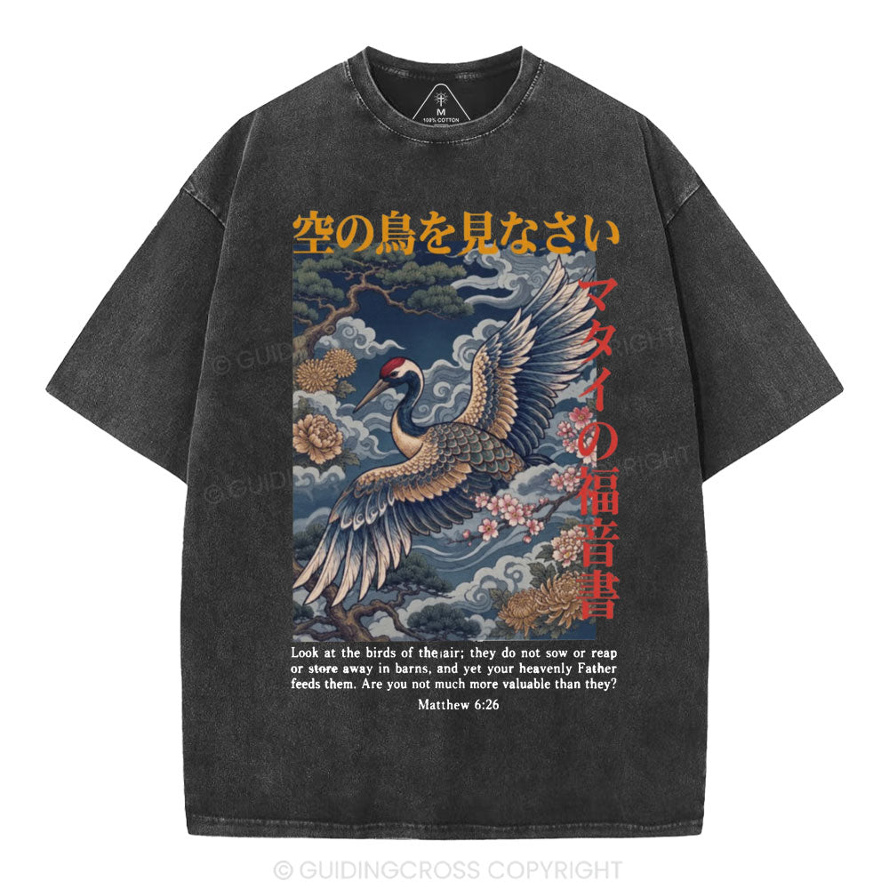 Look At The Birds Christian Washed T-Shirt