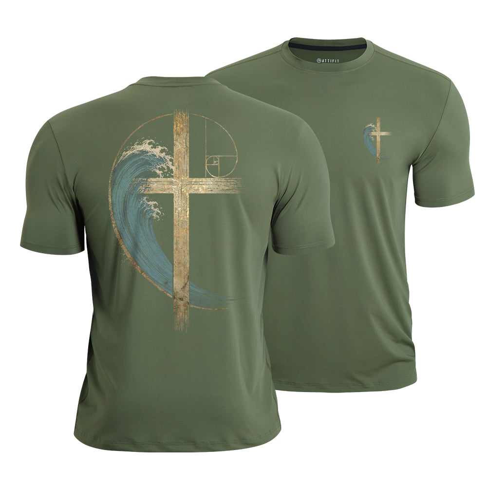 Wave Cross Christian Quick-Dry T-Shirt