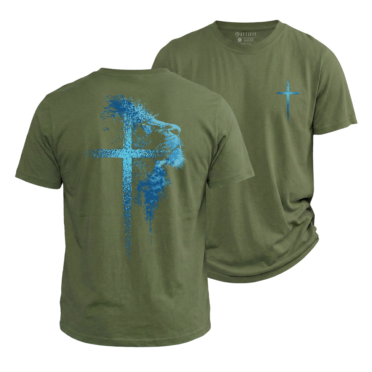 Lion of Faith Cross Cotton T-Shirt