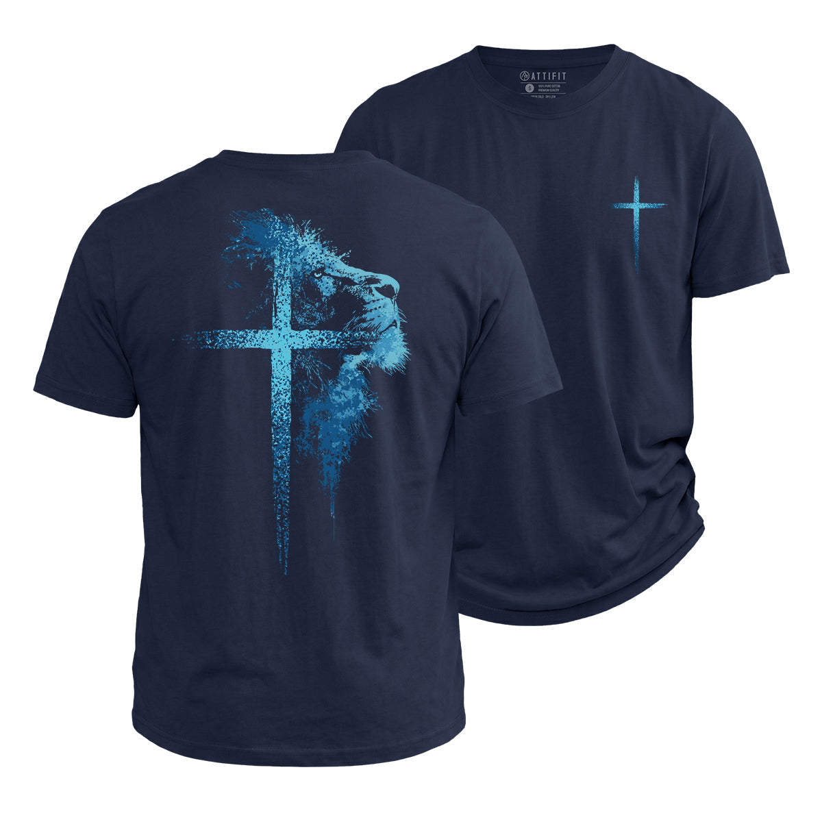 Lion of Faith Cross Cotton T-Shirt