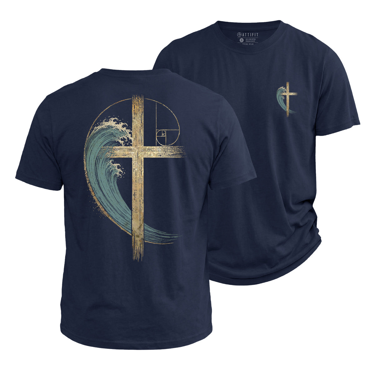 Wave Cross Christian Cotton T-Shirt