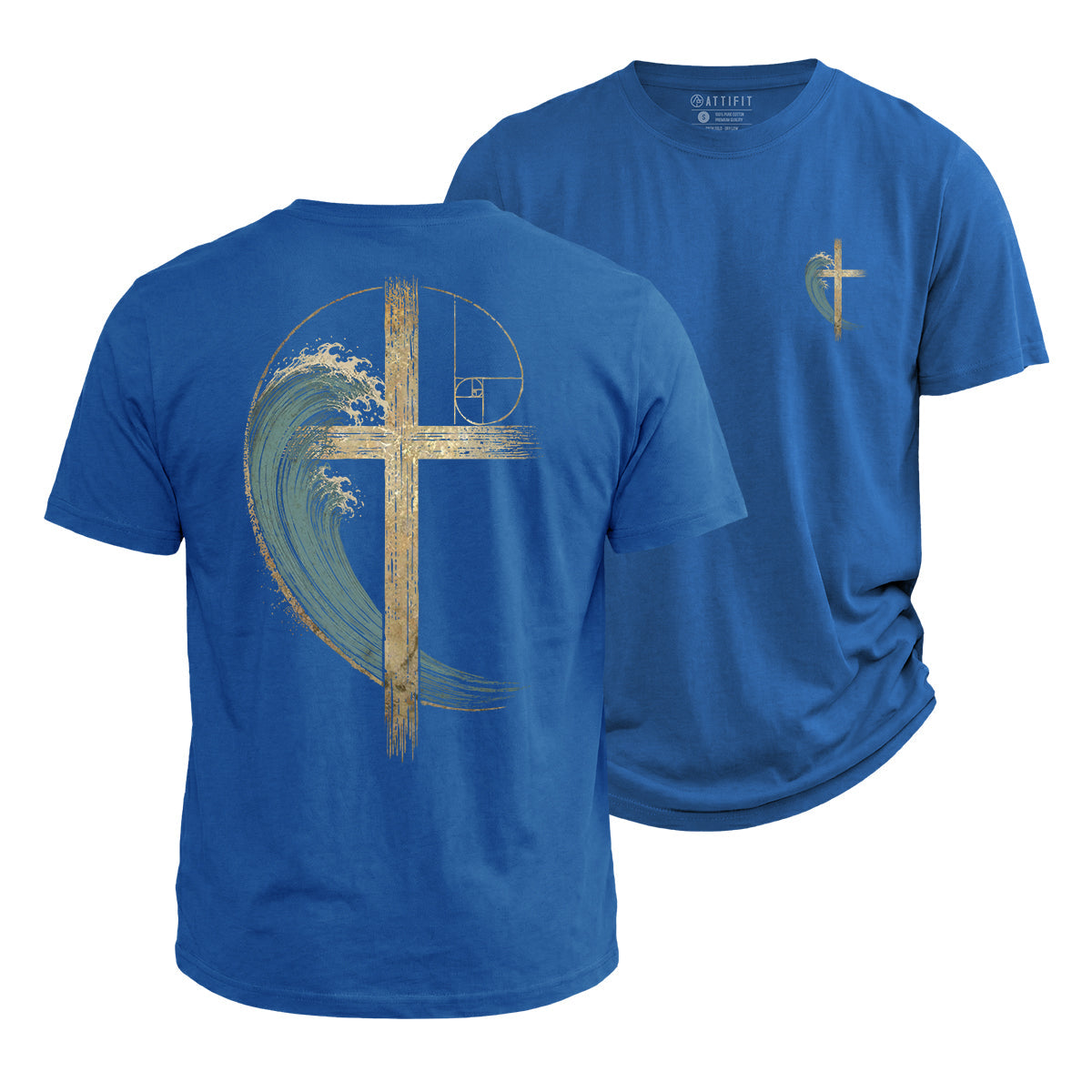 Wave Cross Christian Cotton T-Shirt