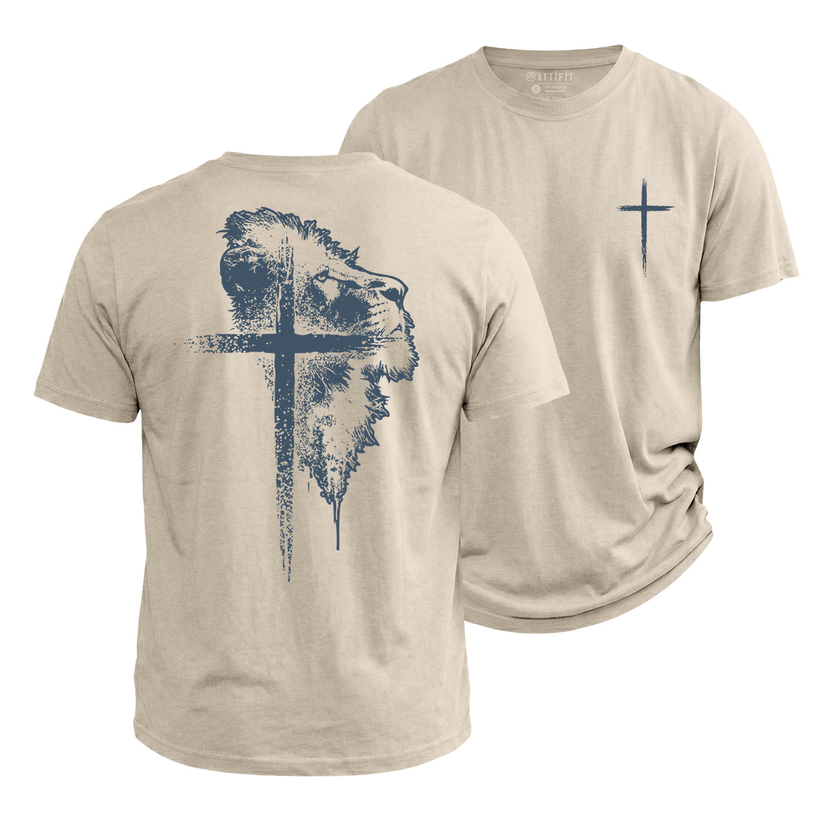 Lion of Faith Cross Cotton T-Shirt