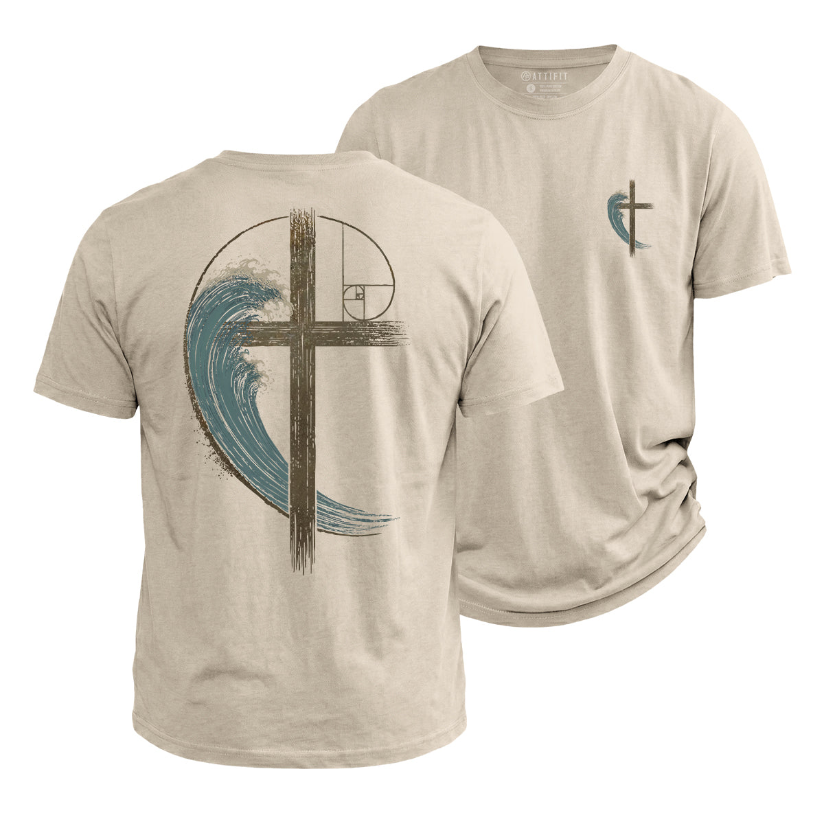 Wave Cross Christian Cotton T-Shirt