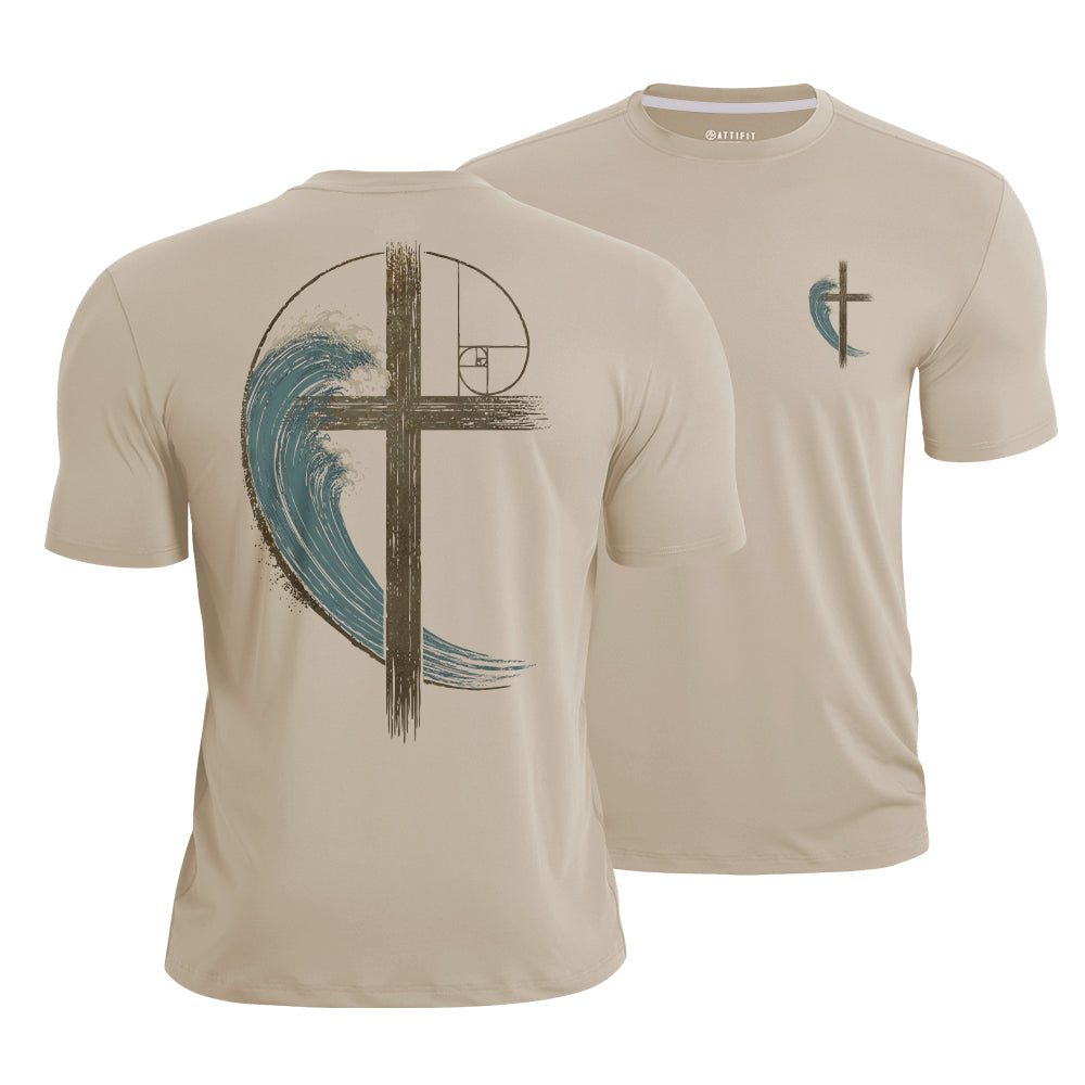 Wave Cross Christian Quick-Dry T-Shirt