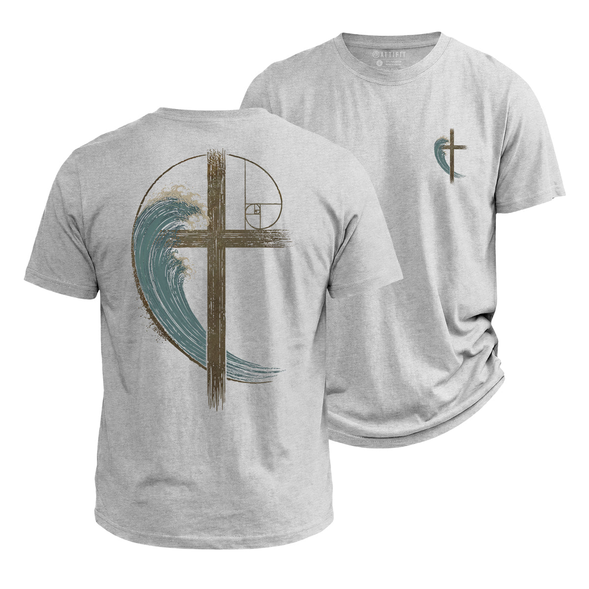 Wave Cross Christian Cotton T-Shirt