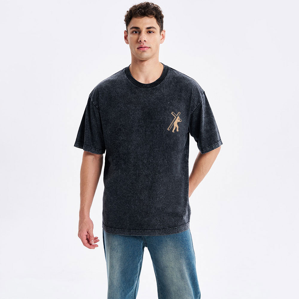 Take Up Your Cross And Follow Me Christian Washed T-Shirt