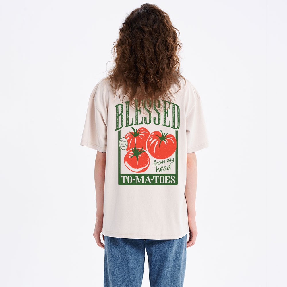 Blessed From My Head To-Ma-Toes Christian Washed T-Shirt