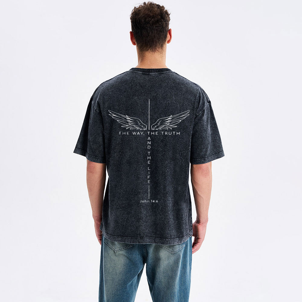 The Way The Truth The Life Christian Washed T-Shirt