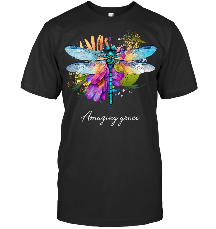 Amazing grace Floral Dragonfly Christian Summer T Shirt