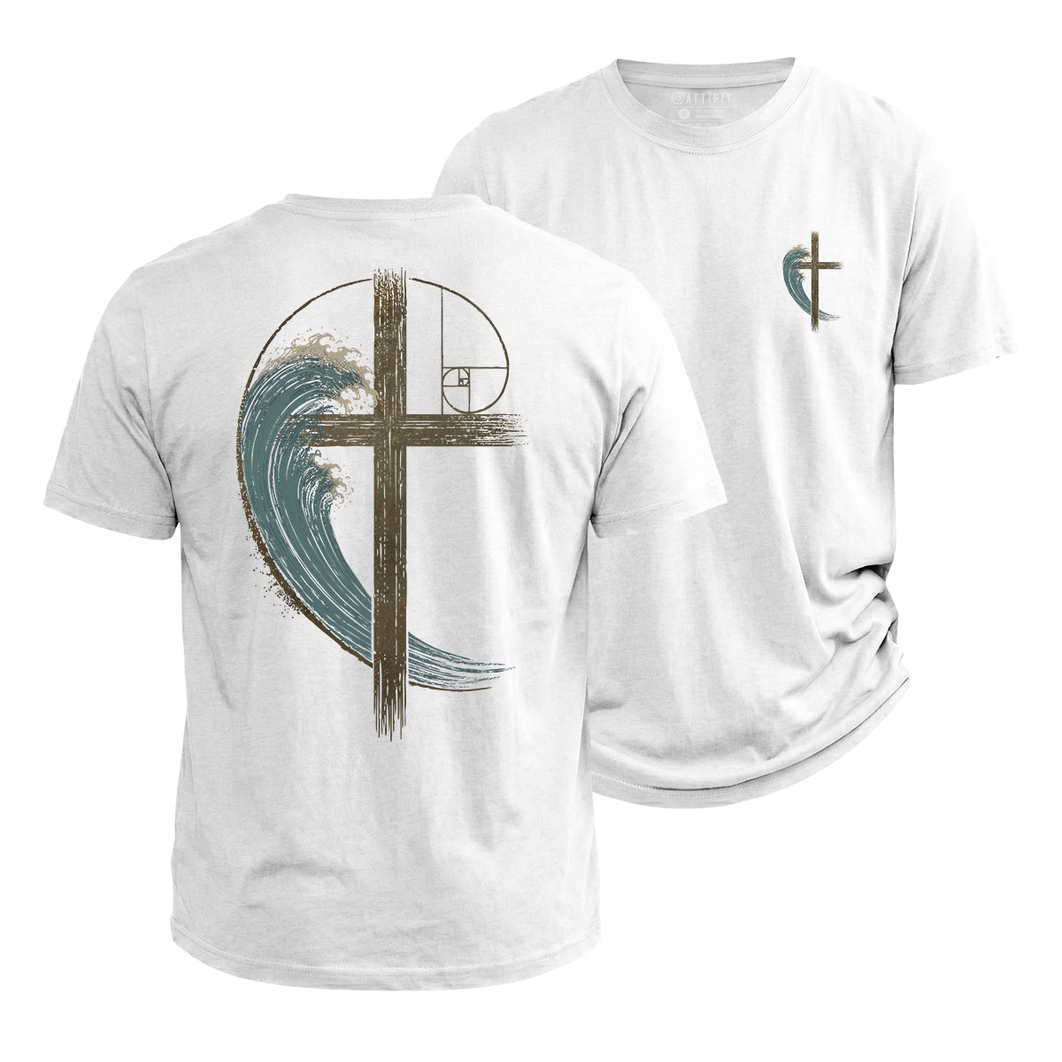 Wave Cross Christian Cotton T-Shirt