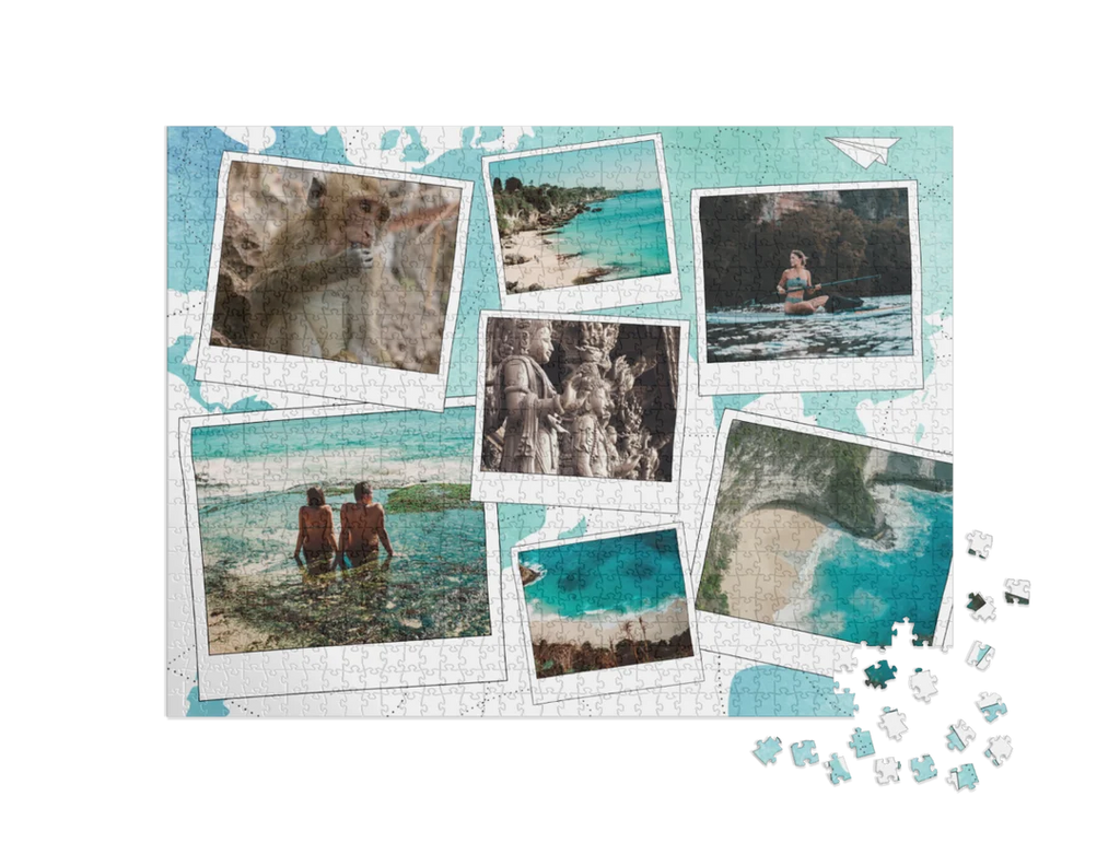Map Custom Photo Collage Jigsaw Puzzle (7 Photos, Landscape)