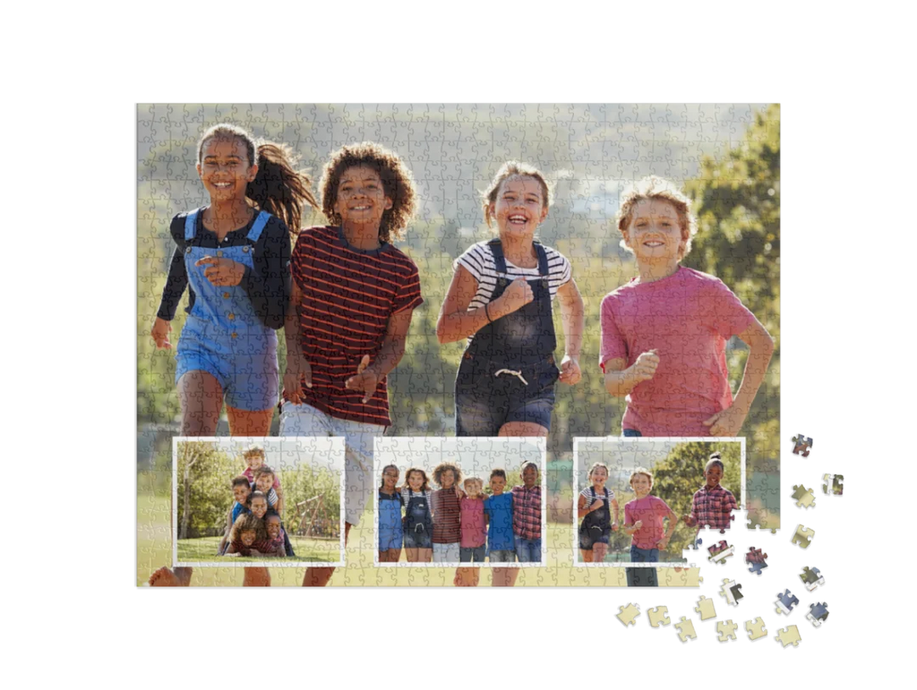 Pictures Inset Custom Photo Collage Jigsaw Puzzle (4 Photos, Landscape)