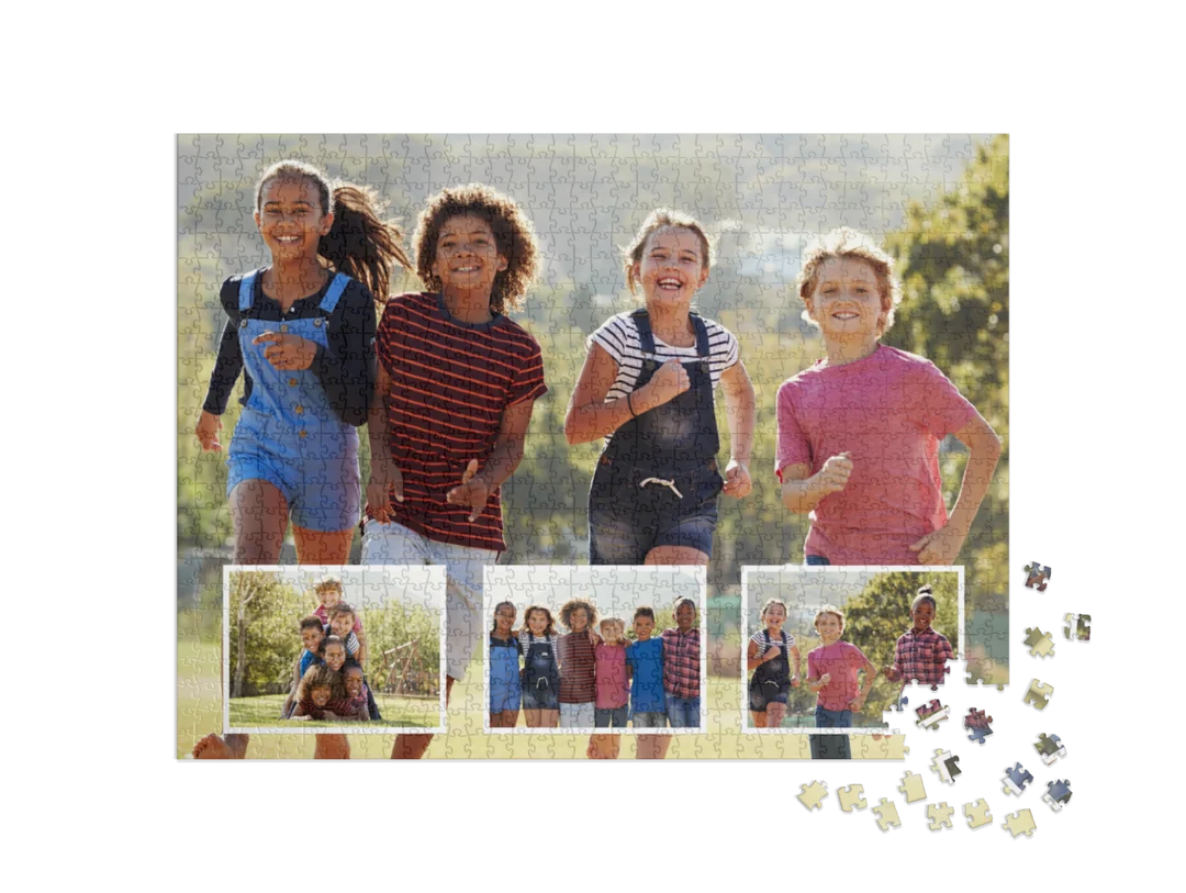 Pictures Inset Custom Photo Collage Jigsaw Puzzle (4 Photos, Landscape)