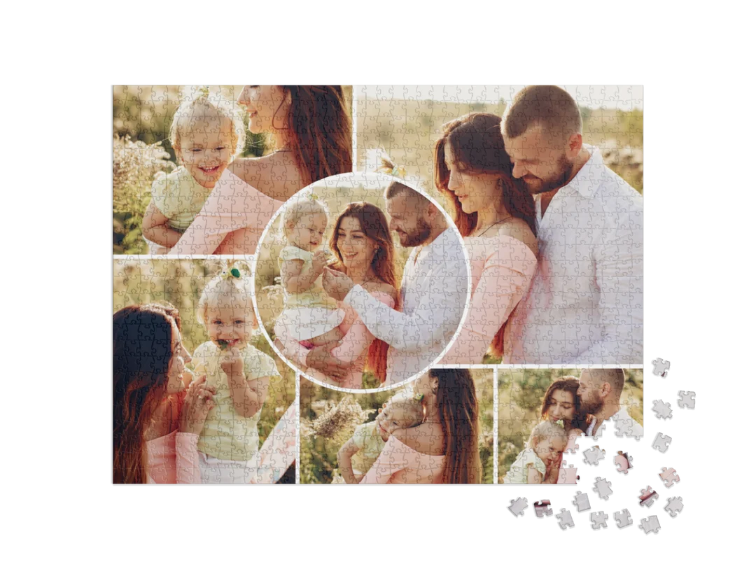 puzzle-1000-box-small||pieces-with-box puzzle-1000-box-small||box  puzzle-1000-box-small||pieces puzzle-1000-box-small||pieces-with-box puzzle-1000-box-small||box Custom Photo Collage Jigsaw Puzzle with Circle Inset (6 Photos, Landscape)