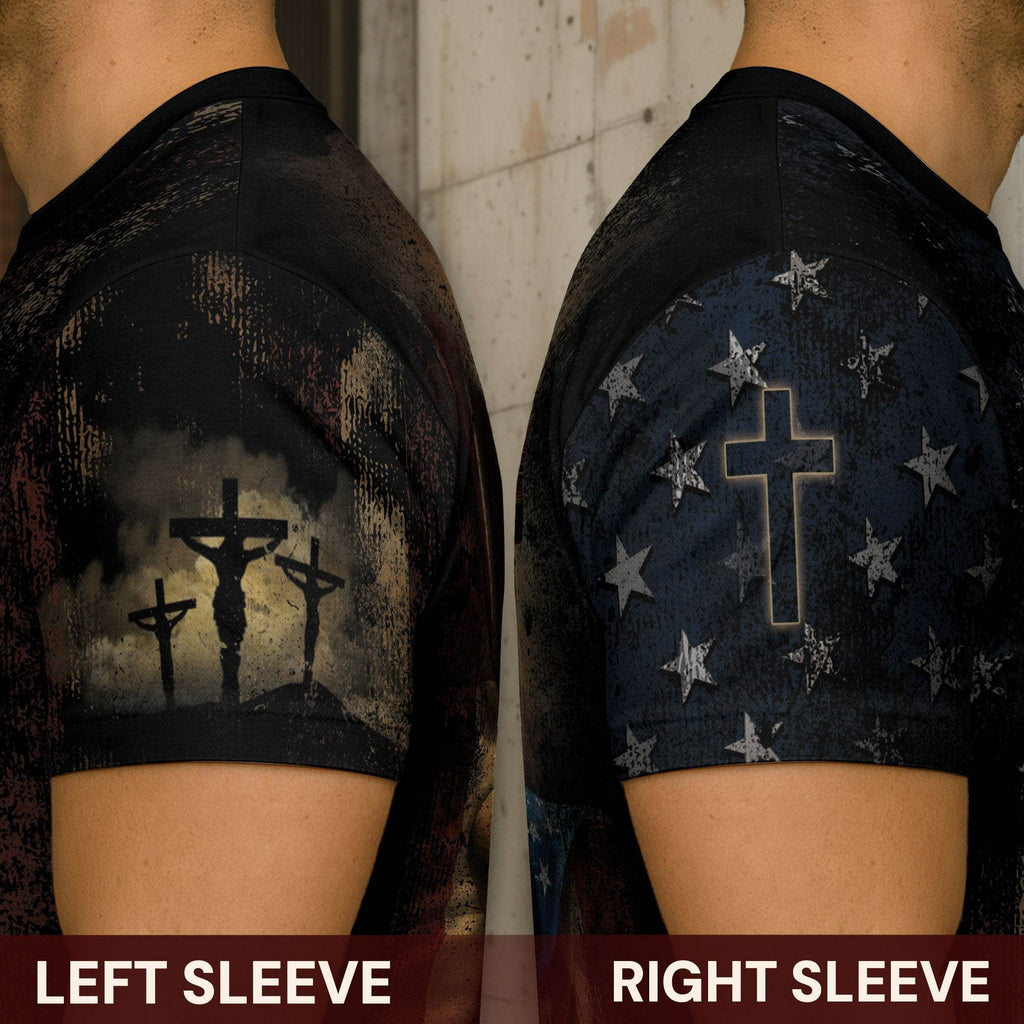 One Nation Under God | Rugged Cross & Crucified Savior Patriotic Tee