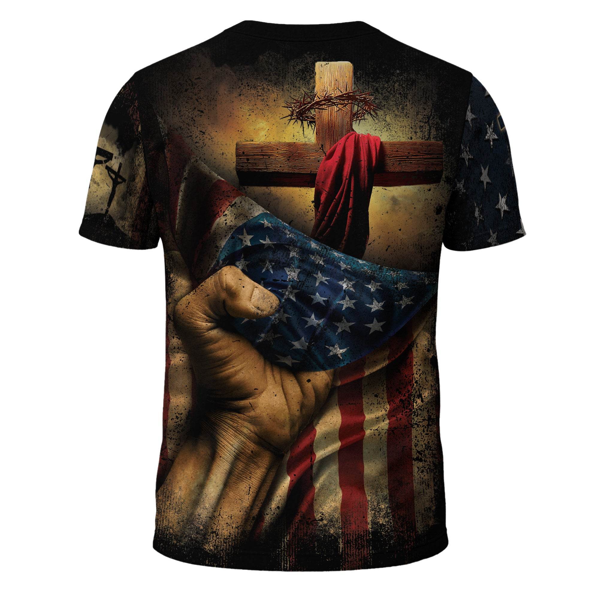 One Nation Under God | Rugged Cross & Crucified Savior Patriotic Tee