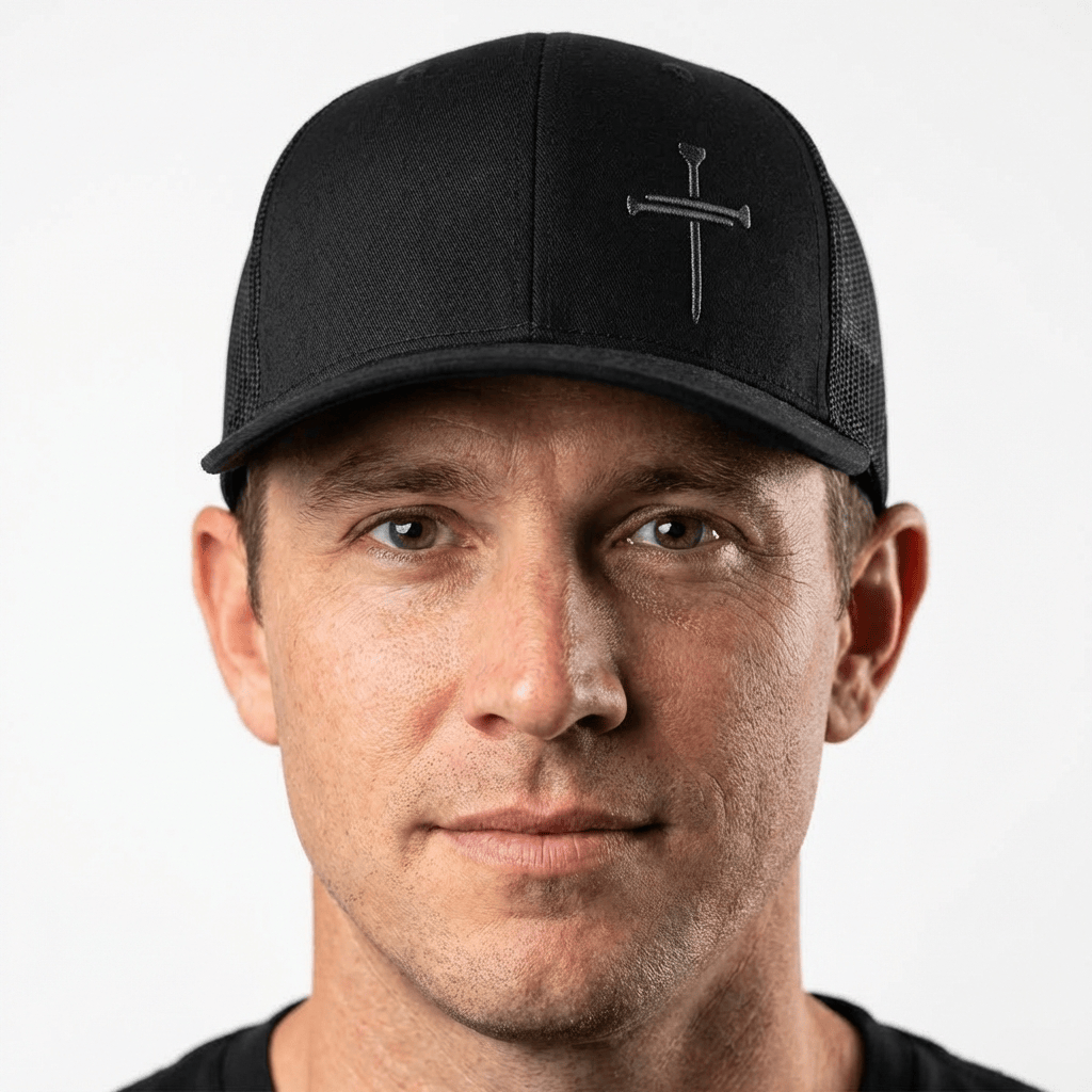 Nail Cross Lower Left Blackout Version Hats