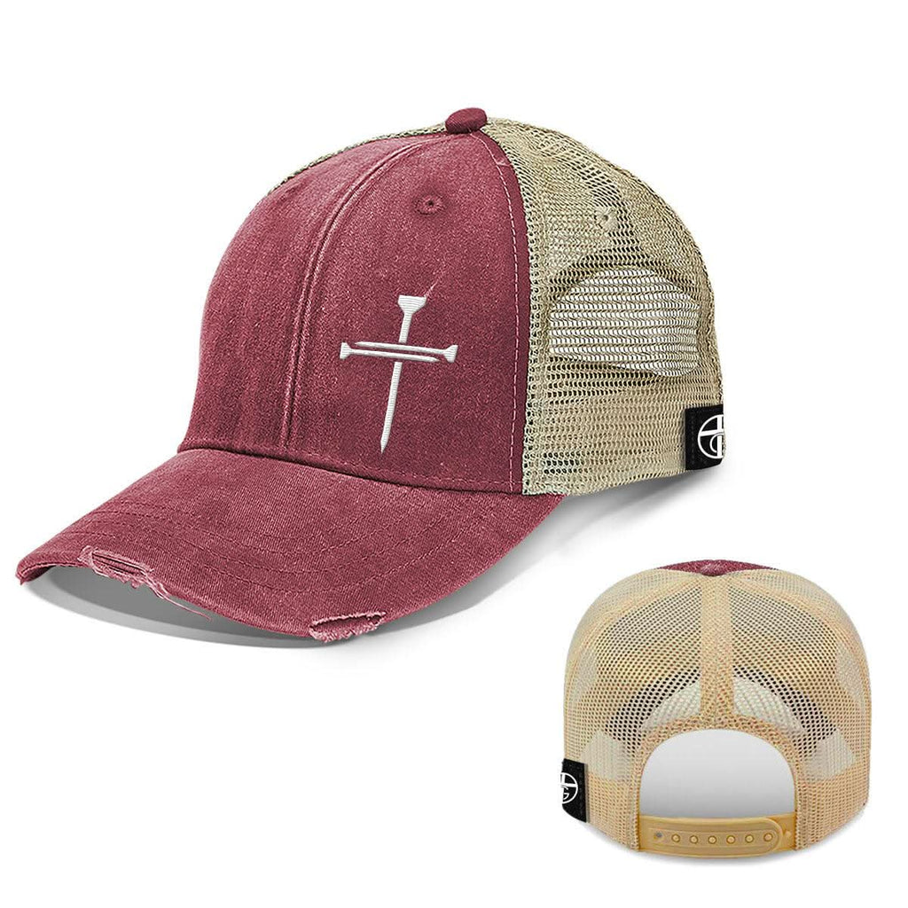Nail Cross Lower Left Trucker Hats