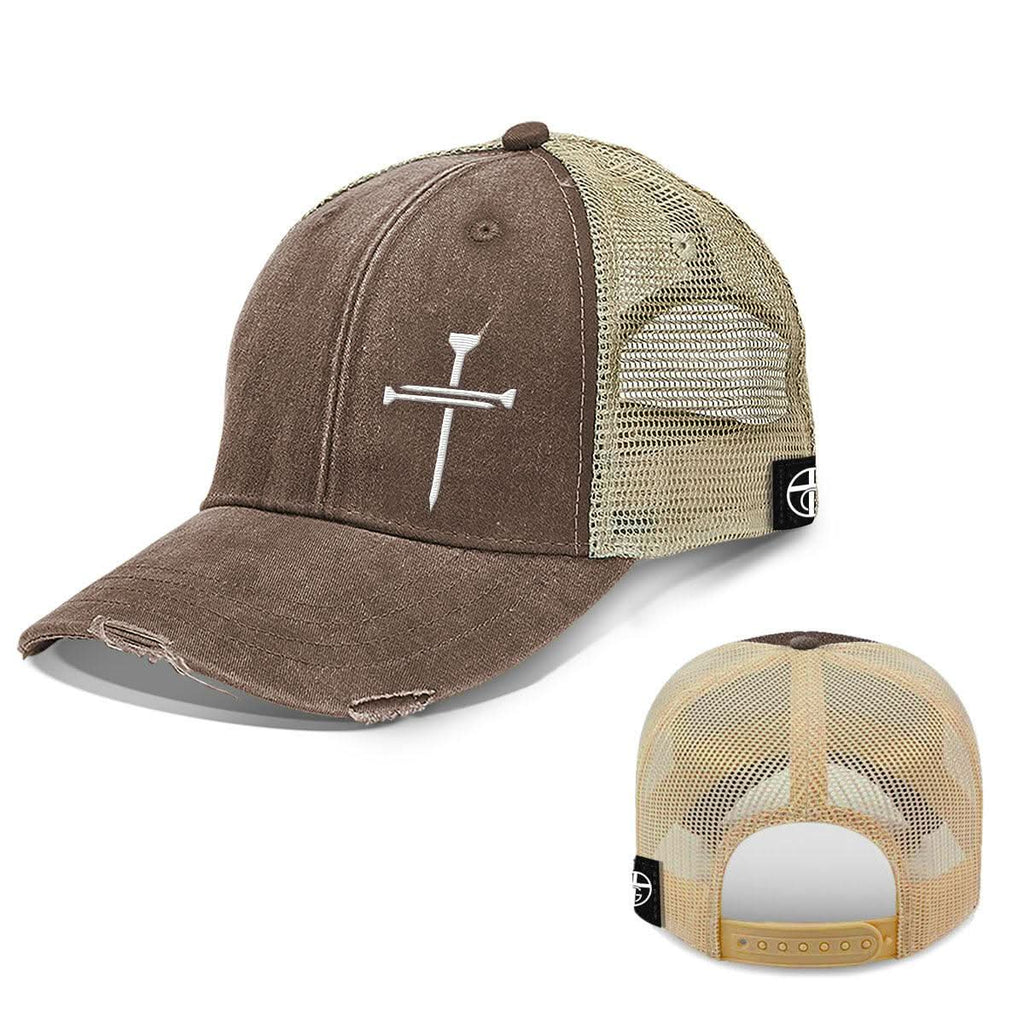 Nail Cross Lower Left Trucker Hats