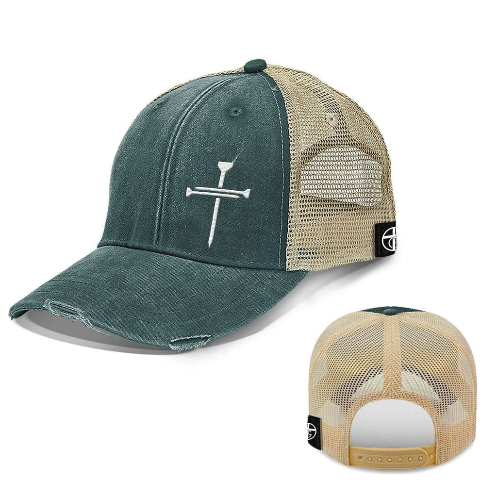 Nail Cross Lower Left Trucker Hats