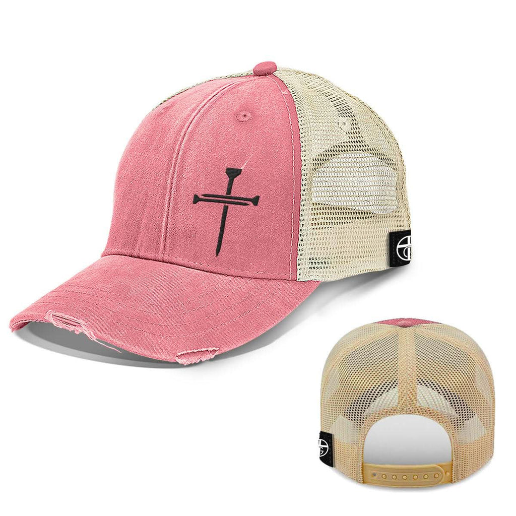 Nail Cross Lower Left Trucker Hats