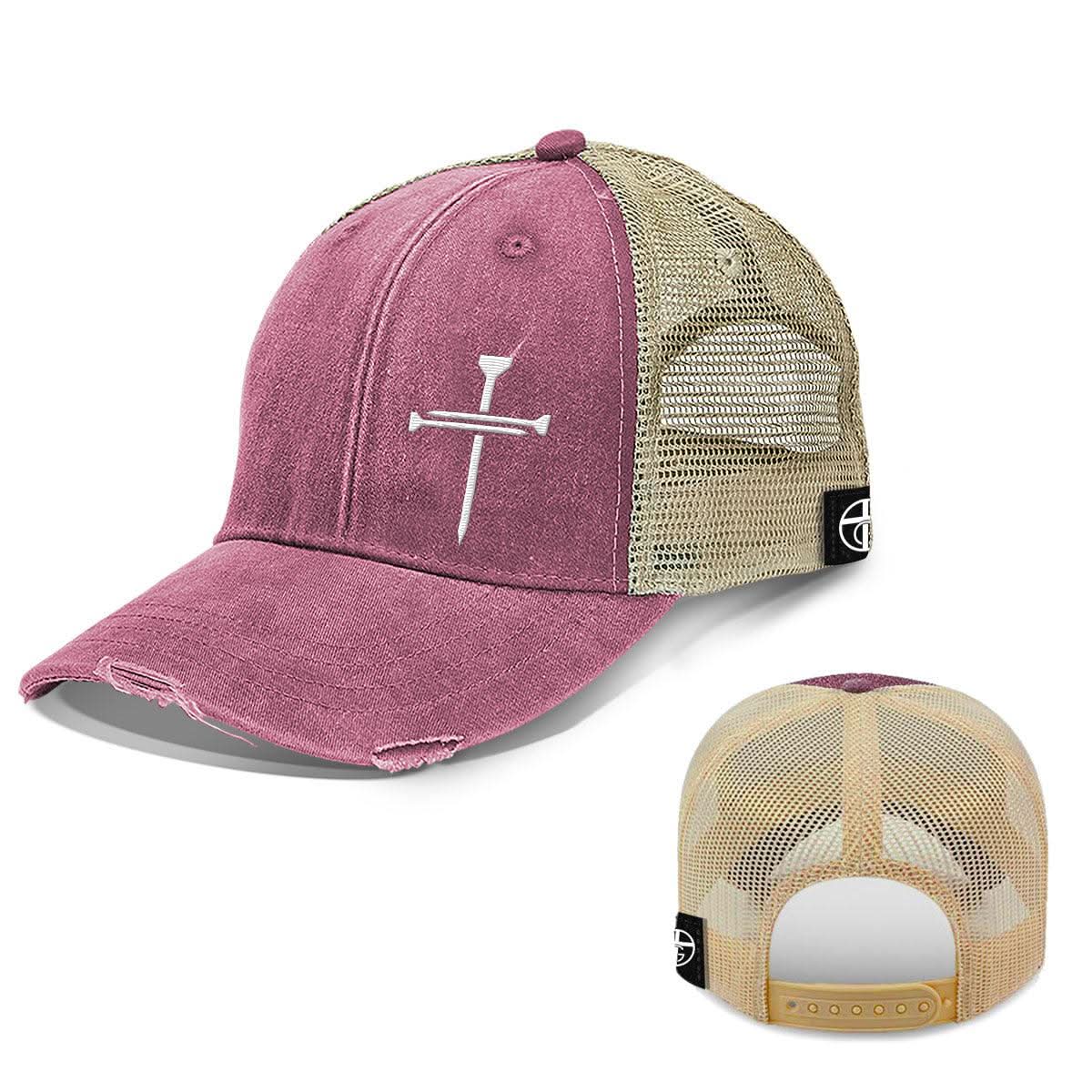 Nail Cross Lower Left Trucker Hats