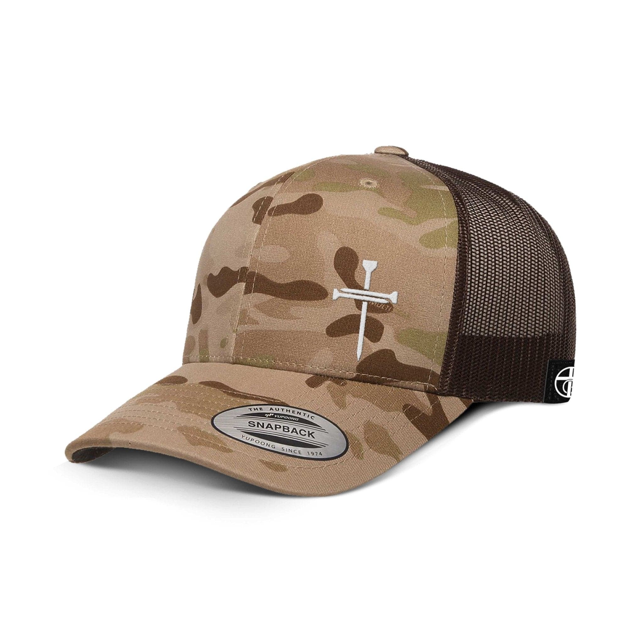 Nail Cross Lower Left Camo Hats