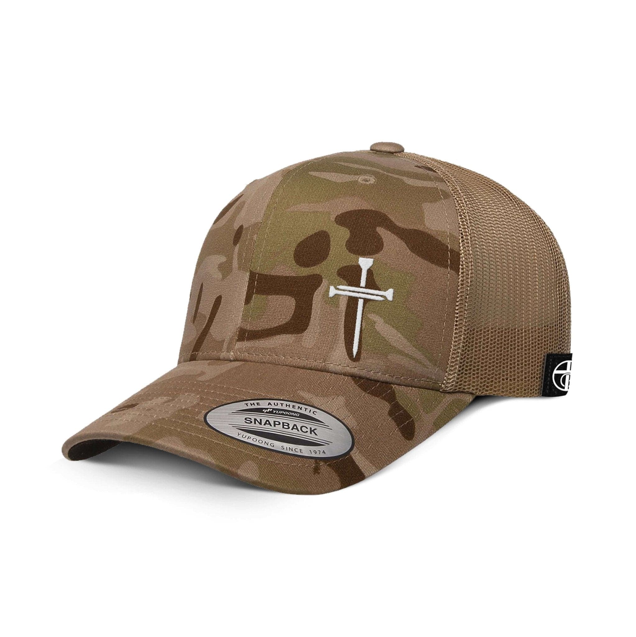 Nail Cross Lower Left Camo Hats
