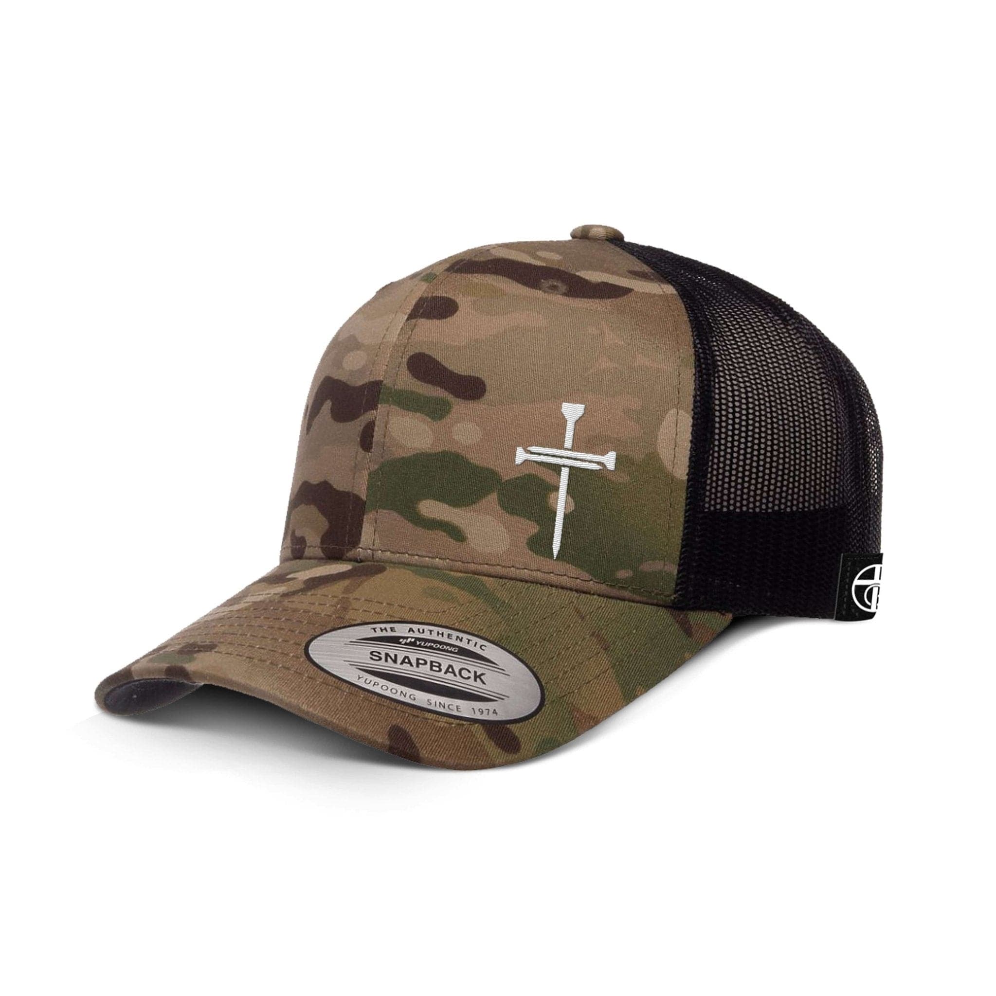 Nail Cross Lower Left Camo Hats