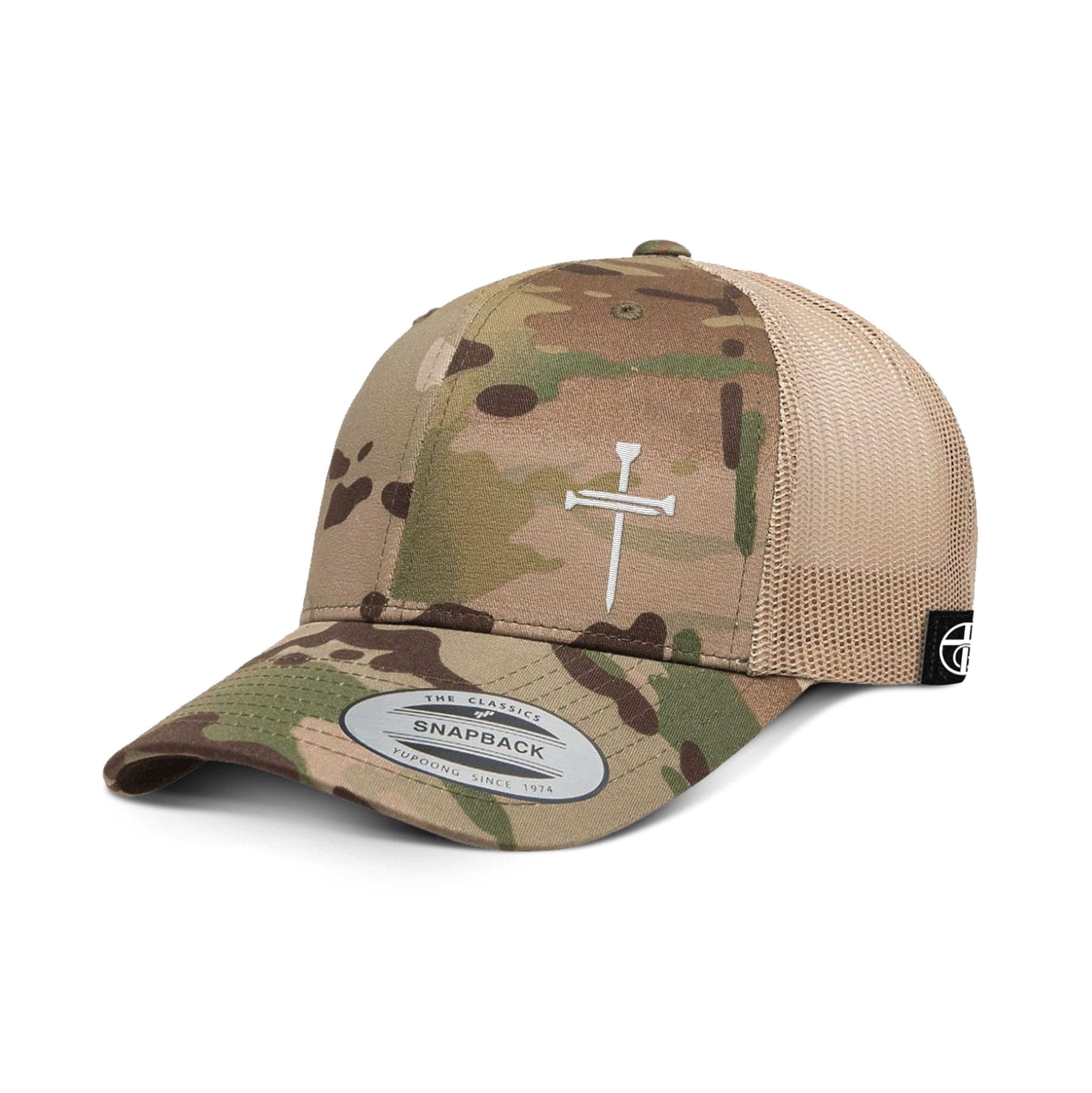 Nail Cross Lower Left Camo Hats