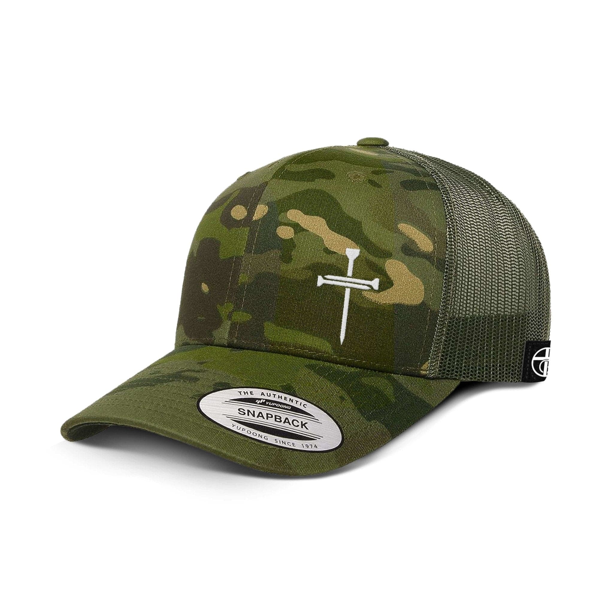 Nail Cross Lower Left Camo Hats