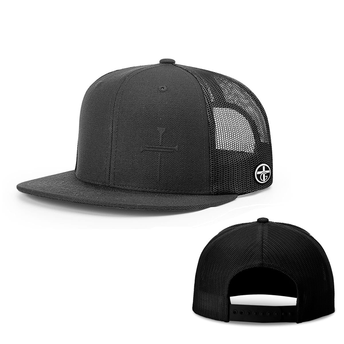 Nail Cross Lower Left Blackout Version Hats
