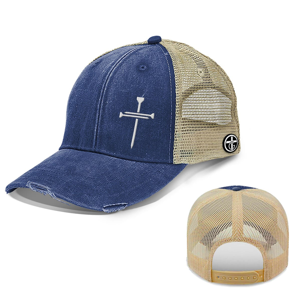 Nail Cross Lower Left Trucker Hats