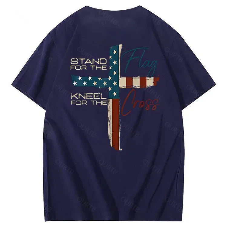 Stand For The Flag Kneel For The Cross 4th Of July T-Shirt