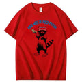 Red White Feral Racoon Graphic 100% Cotton T-Shirt