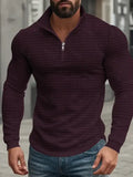 Men's American Retro Autumn And Winter Half-Zip Small Plaid Casual Stand-Up Collar Long-Sleeved Sweatshirt