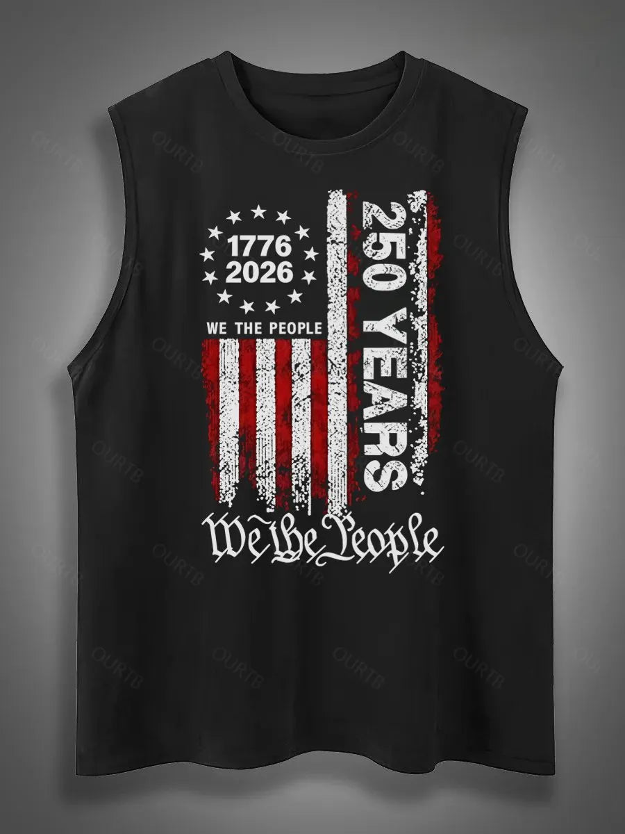 250 Anniversary USA Shirts Mens 250th American Flag Tank Tops 4th of July Tshirt Happy 250 Years Birthday 1776 Tee Menswear