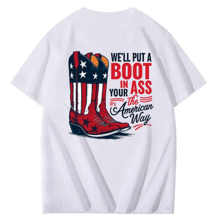 Put A Boot In Your Ass Pattern 100&Cotton Print T-Shirt