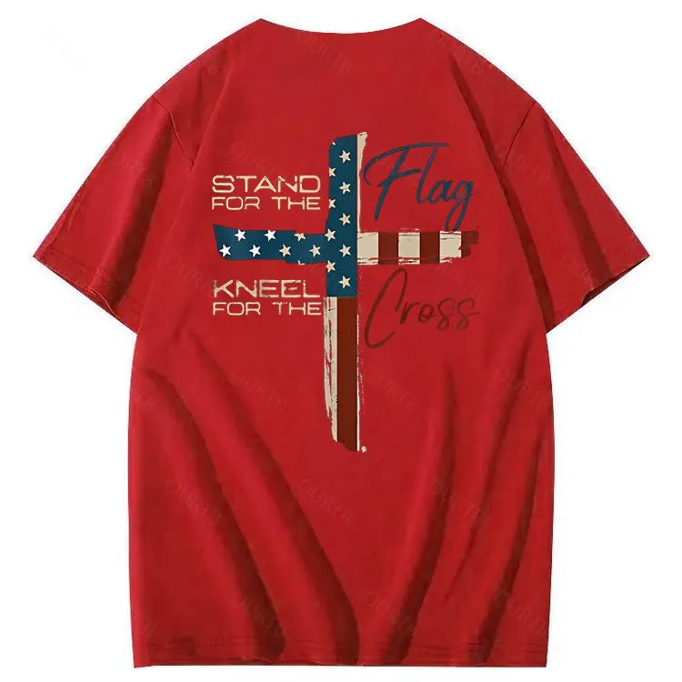 Stand For The Flag Kneel For The Cross 4th Of July T-Shirt