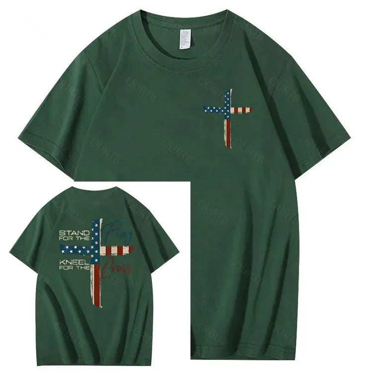Stand For The Flag Kneel For The Cross 4th Of July T-Shirt