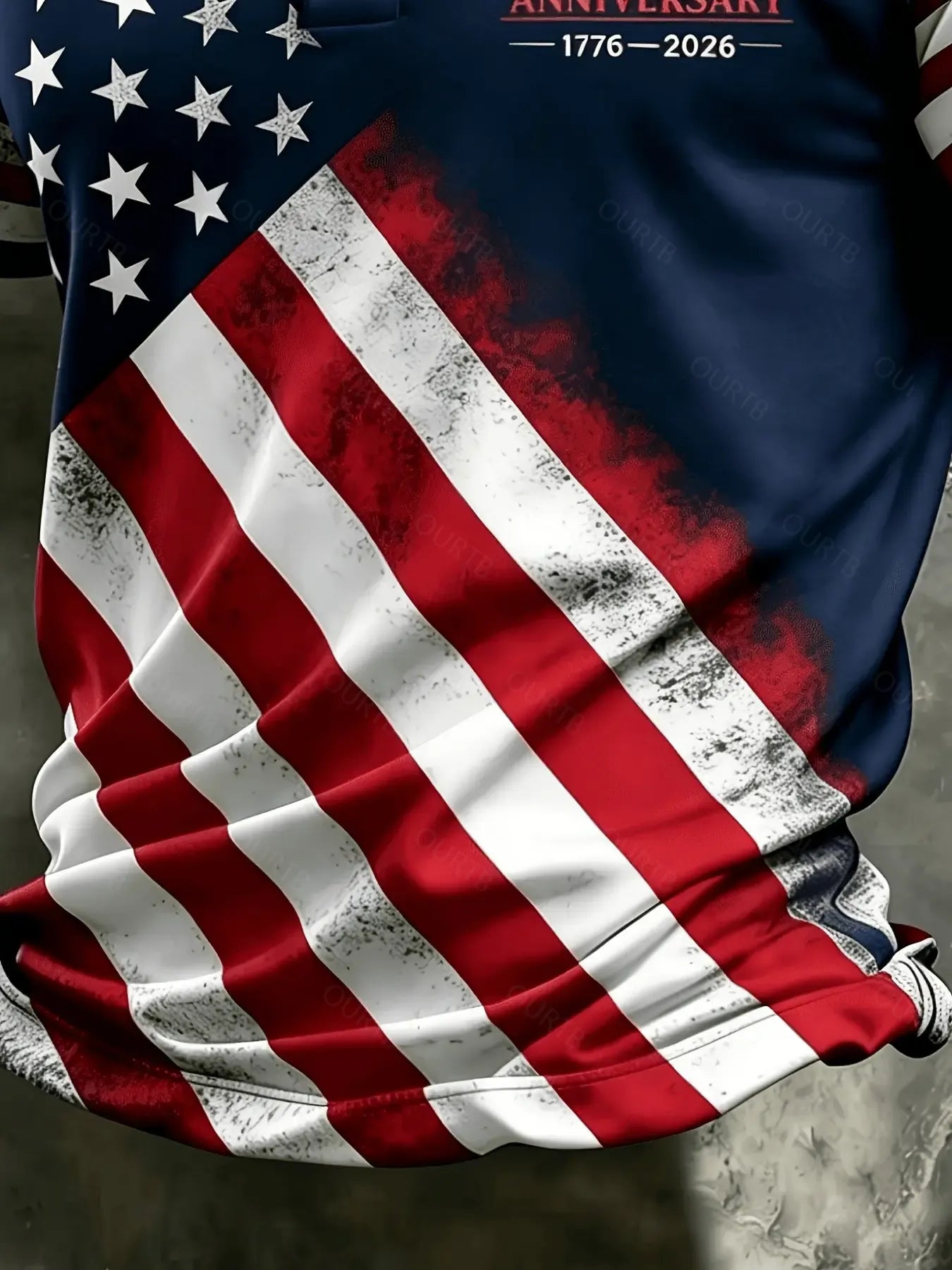 Patriotic American Flag Polo Shirt for Men, 250th Anniversary 1776-2026, Sporty Fitted Geometric Design, Ideal for 4th of July Gifts