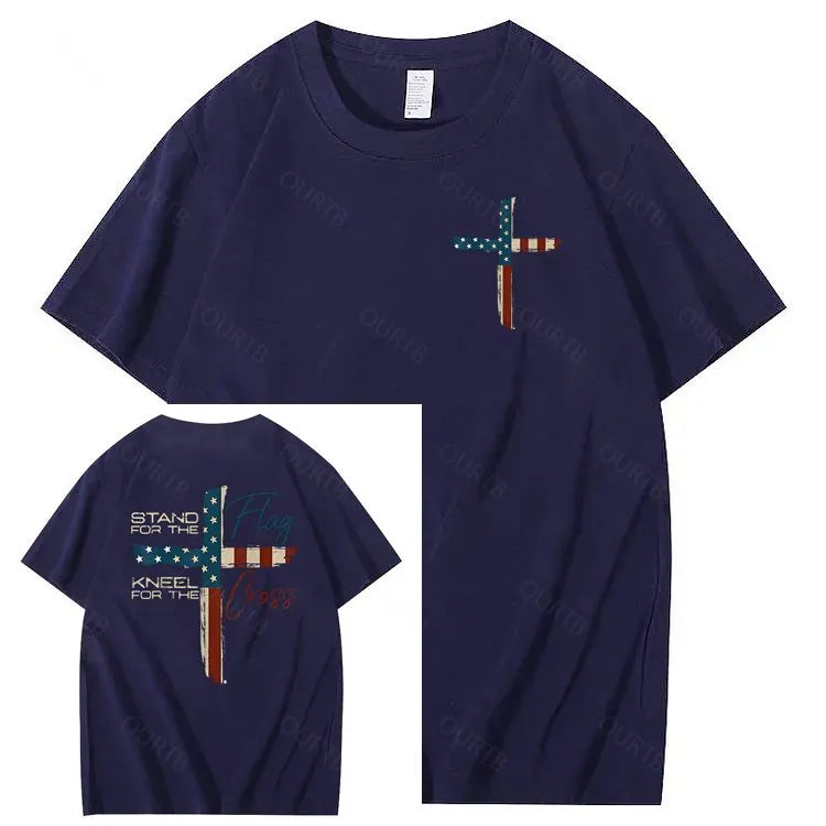 Stand For The Flag Kneel For The Cross 4th Of July T-Shirt