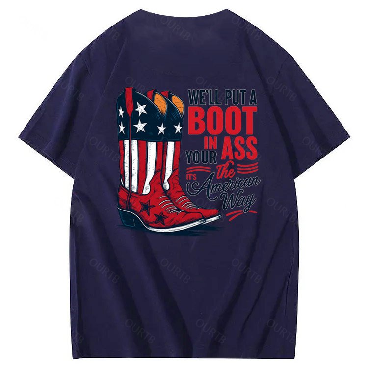 Put A Boot In Your Ass Pattern 100&Cotton Print T-Shirt