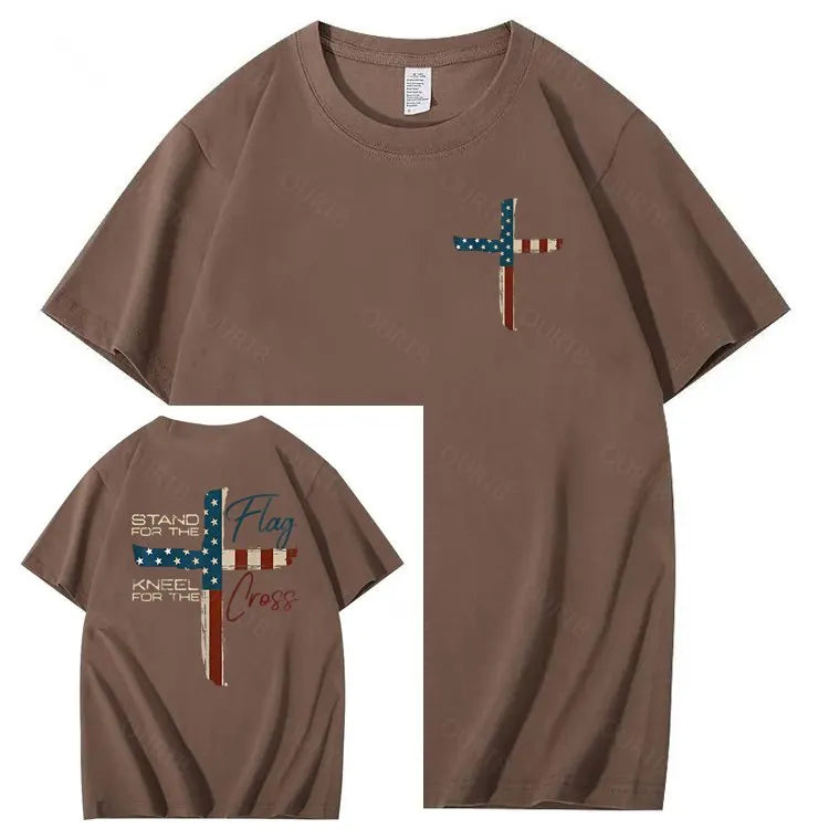 Stand For The Flag Kneel For The Cross 4th Of July T-Shirt