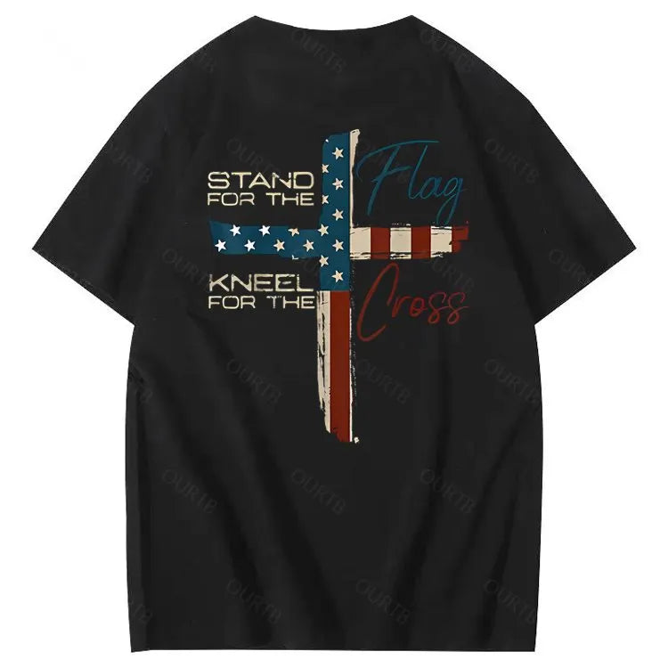 Stand For The Flag Kneel For The Cross 4th Of July T-Shirt