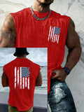American Flag Pattern Round Neck 100% Cotton Tank Top