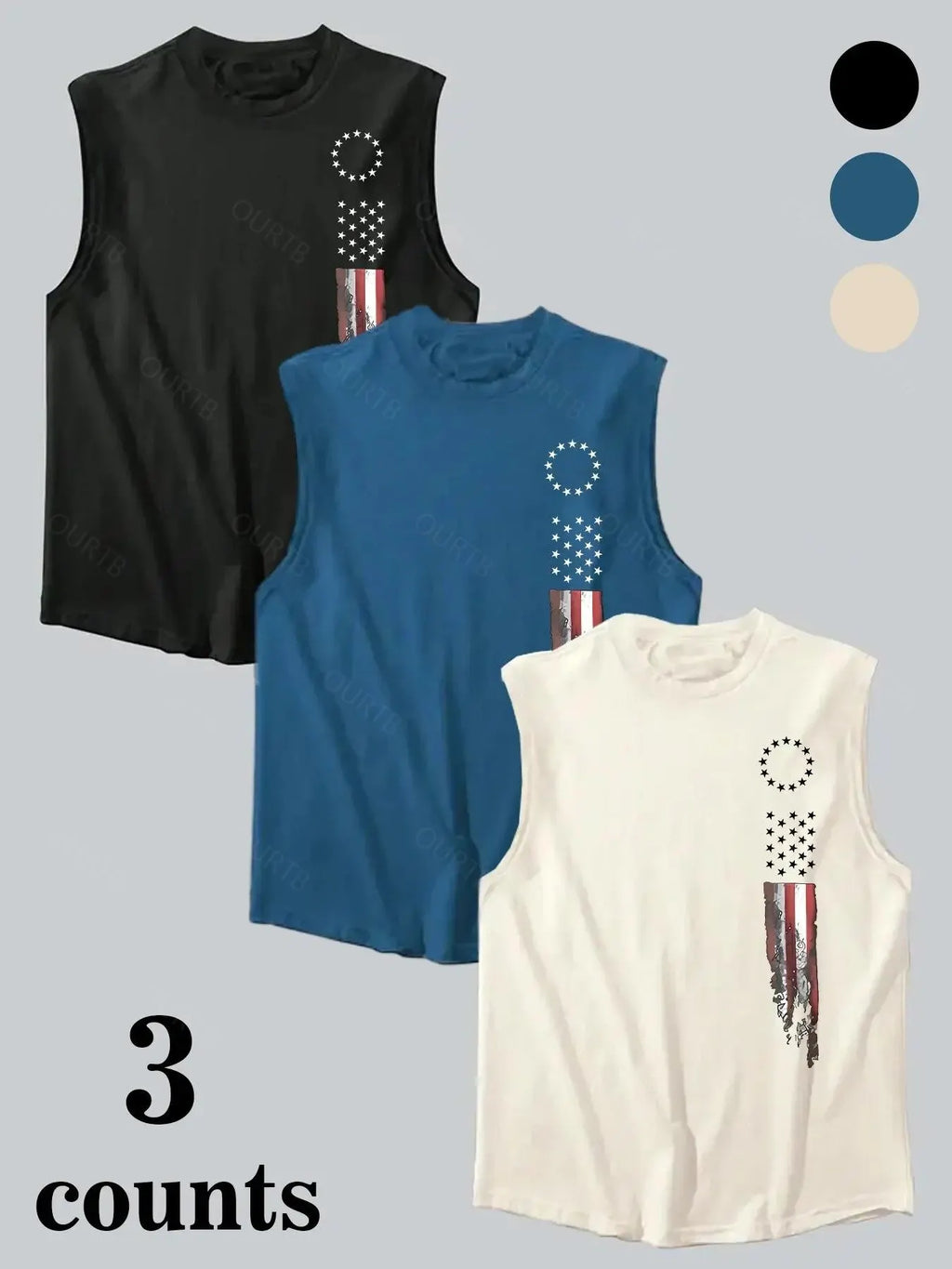 Men's American Flag Print Tank Top, Regular Fit Casual Sleeveless Top for Summer